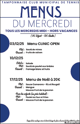 Menus de décembre 2025