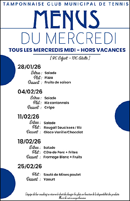 Menus de décembre 2025